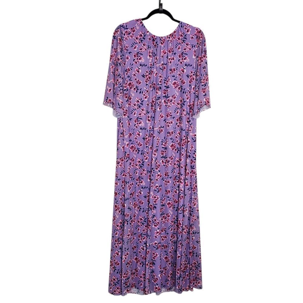 Girl With Curves Maxi Dress Purple Floral Mesh Overlay Boho Cottagecore M